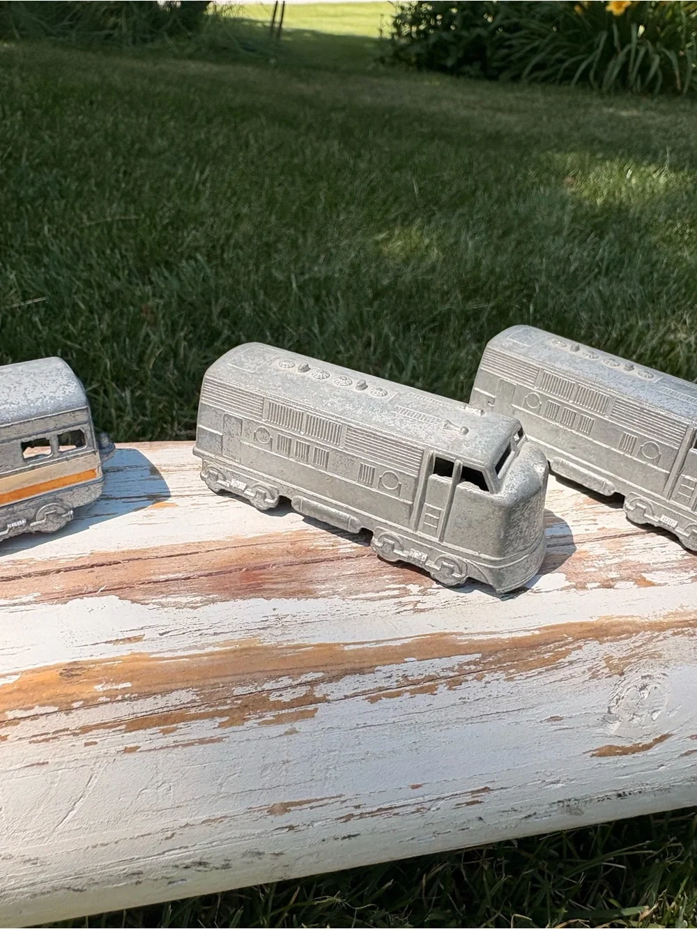 Vintage Midgetoy Silver Train Car - Set of 5